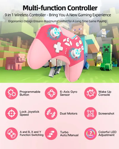Vista 3 de New Version iPhone Controller with Phone Clip, Pink Wireless Bluetooth Game Controller for iPhoneApple Arcade MFi GamesPCSwitch with MacroLock