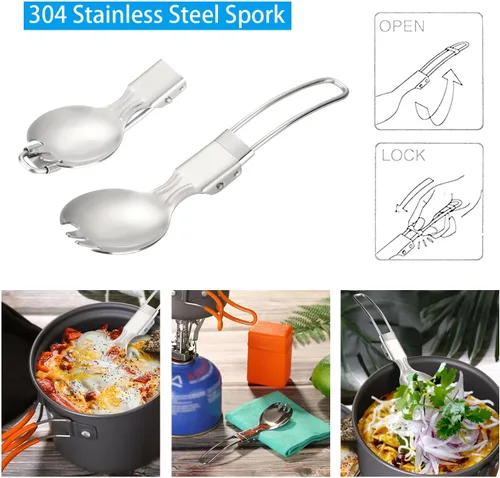 Vista 5 de Odoland Kit de utensilios de cocina para camping, juego de tenedores