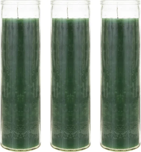 Vista 5 de Mega Candles 1 pieza Velas de Oración Devocional de Recipiente de Vidrio Negro Sin Aroma de 7 Días, Vela de Cera Premium 2 Pulgadas x 8 Pulgadas