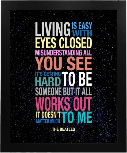 Vista 5 de AMERICAN LUXURY GIFTS Living Is Easy With Eyes Closed - Póster de letra de letra colorida para sala de música, hogar, oficina o estudio