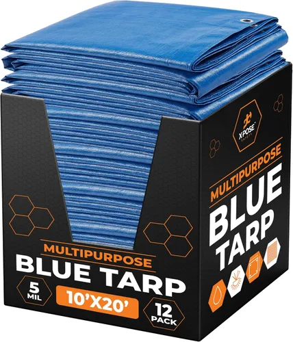 Vista 79 de Xpose Safety - Lona de polietileno ligera azul – Funda protectora multiusos, paño de goteo – duradero, impermeable, resistente a la intemperie