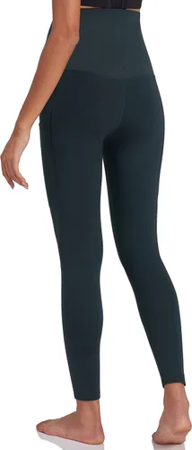 Vista 6 de Enerful Leggings de maternidad con forro polar para mujer, sobre el vientre, entrenamiento, invierno, cálidos, gruesos, pantalones de yoga