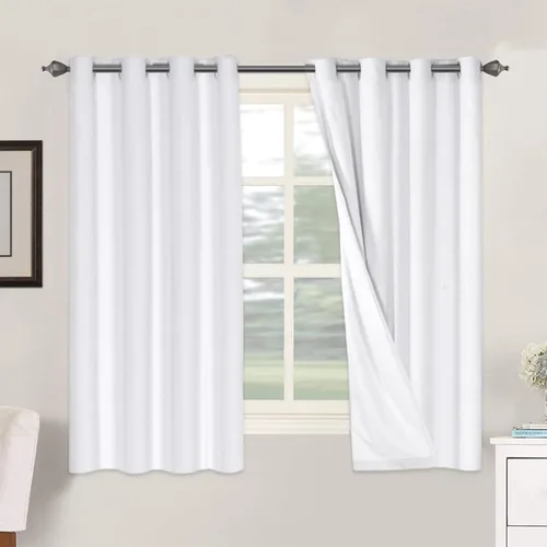 Vista 259 de H.VERSAILTEX Cortinas 100% opacas con aislamiento térmico, texturizadas, de lino, con bloqueo completo de calor y luz, para sala de estar y Negro