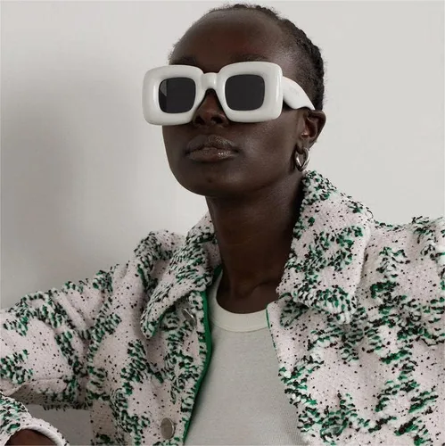 Vista 7 de Haqptul 2 pares de lentes de sol inflados con diseño de ojo de gato, montura gruesa cuadrada, gafas de moda para mujeres y hombres, modernos y2k