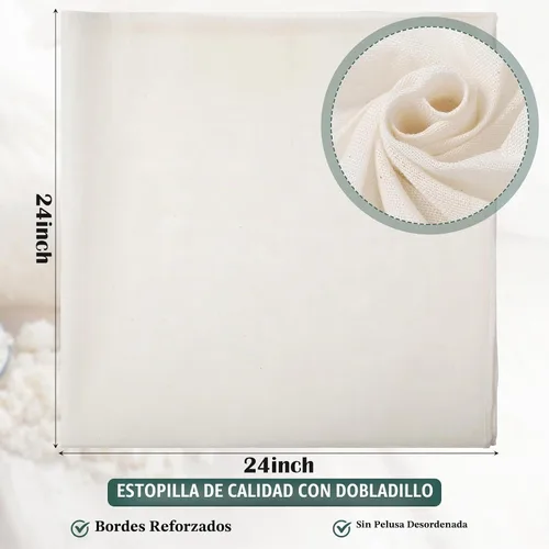 Vista 2 de Reginary - 24 piezas de paños de queso de 15 x 15 pulgadas a granel, grado 100, paño de queso con dobladillo para colar, 100 % algodón sin