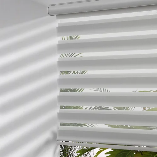 Vista 16 de MYshade - Persianas enrollables de cebra sin cordón con función de parada libre - Persianas traslúcidas de doble capa con filtración de luz y Blanco