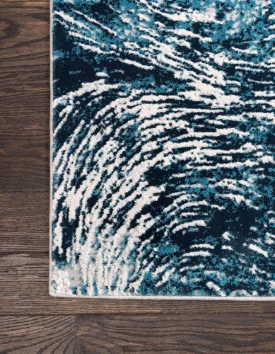 Vista 9 de Unique Loom Oasis Collection - Alfombra de área moderna, de pelo alto y bajo, envejecida, vintage, abstracta (2' 0 x 3' 0, rectangular, azul/gris)
