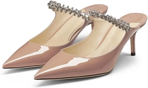 Vista 2 de MIRAAZZURRA Sandalias de tacón para mujer, sandalias de tacón alto con tiras de diamantes de imitación, sandalias de novia para mujer