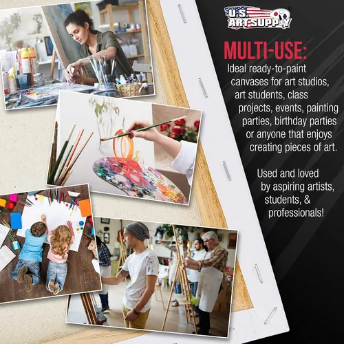 Vista 5 de U.S. Art Supply Lienzos estirados XL para pintar, 24 x 36 pulgadas, profundidad de galería, 1-1/2 pulgadas de grosor, paquete de 3 – 12 onzas