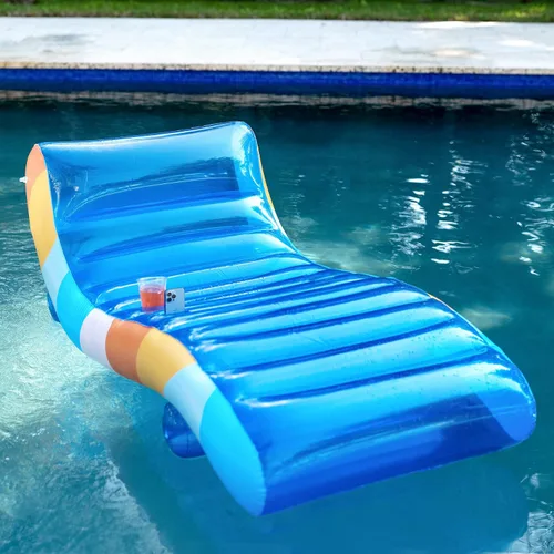 Vista 4 de PoolCandy Tumbona flotante Good Vibes. El último flotador inflable 2 en 1 lujoso y duradero; es una silla lounge en tierra o en agua.