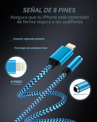 Vista 2 de Paquete de 2 adaptadores auxiliares Lightning a 0.1 in, adaptador