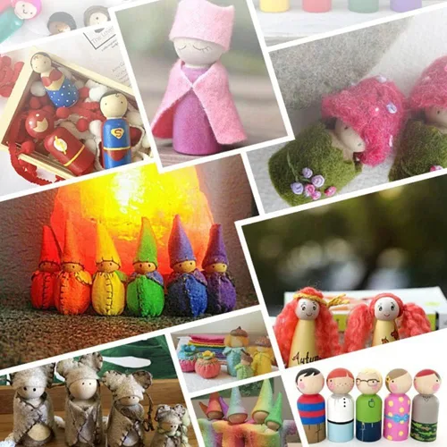 Vista 7 de HAHIYO 1.4 pulgadas, 25 unidades de muñecas de madera con forma de papá, muñecas de madera sin terminar, figuras de madera, cuerpos de muñeca