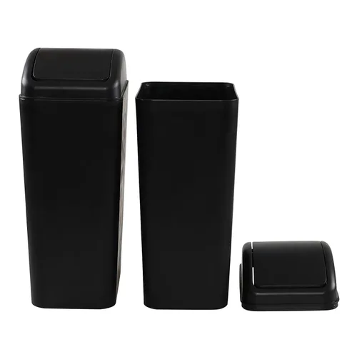 Vista 7 de Paquete de 2 cubos de basura con tapa oscilante de 14 litros, cubo de basura pequeño de plástico