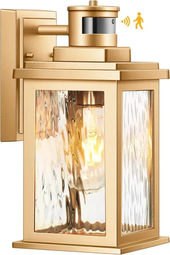 Vista 10 de VIANIS Luces para exteriores con sensor de movimiento, iluminación de anochecer a amanecer para casa, luces de grano de madera para garaje, farol