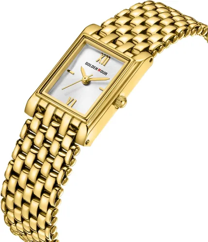 Vista 3 de GOLDEN HOUR Reloj de oro con pulsera rectangular vintage para mujer