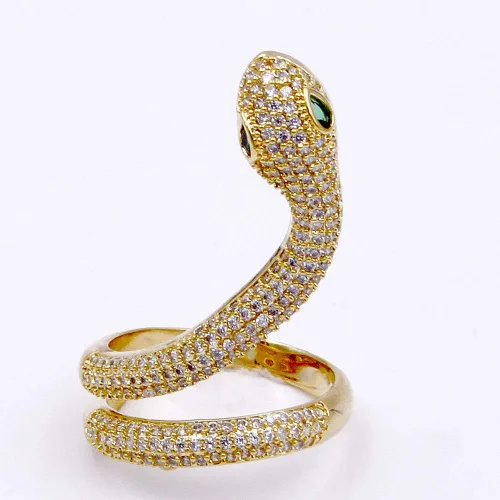 Vista 4 de Lavencious Anillos ajustables de serpiente con diseño de piedras AAA CZ Declaración Anillos de cóctel para mujer, Cristal, circonita
