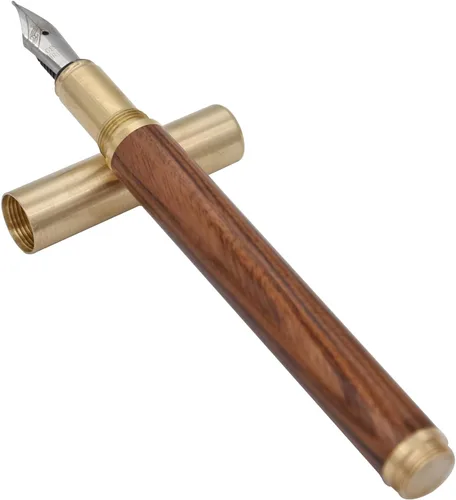 Vista 4 de Pluma estilográfica de madera hecha a mano, párrafo corto (4.528 in), bolígrafo de viaje de bolsillo, bolígrafo de negocios, pluma de caligrafía