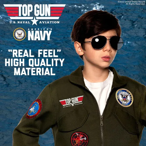 Vista 4 de UNDERWRAPS TOPGUN - Disfraz de piloto de combate Con licencia oficial de US NAVY TOPGUN