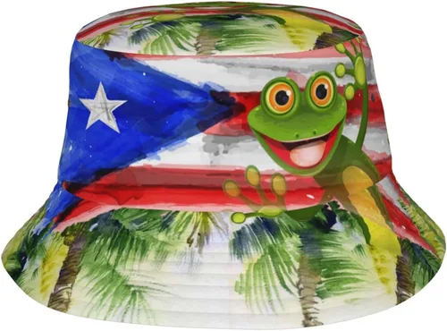 Vista 9 de Sombrero de pescador de Puerto Rico para el sol, sombrero de playa, divertido gorro de pescador, para exteriores, para hombres y mujeres, talla única