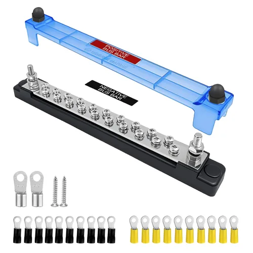 Vista 11 de LENKRAD Barras de autobús marinas M6 de 12 V, bloque de distribución de batería impermeable, bloque de terminales de alimentación de 150 A con 2