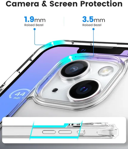 Vista 4 de Mkeke Funda magnética diseñada para iPhone 15 transparente, compatible con Magsafe, [no amarilla] [protección contra caídas de grado militar] fundas