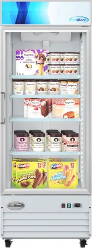 Vista 17 de KoolMore 66 cm. Refrigerador vertical comercial para exhibición con una puerta de vidrio blanco - 9 pies cúbicos (MDF-1GD-9C-WH)