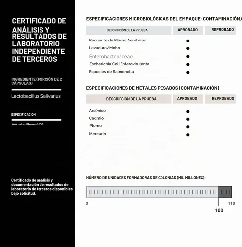 Vista 4 de Toniiq 100 mil millones de UFC Lactobacillus Salivarius Probiótico Recuento de UFC verificado más alto – Probado en laboratorio de terceros
