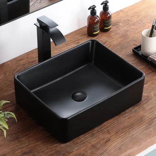Vista 20 de Lavabo pequeño para baño tipo vasija 11.8"x11.8" pulgadas cuadrado, lavabo de baño de cerámica blanca, lavabos de baño modernos sobre encimera