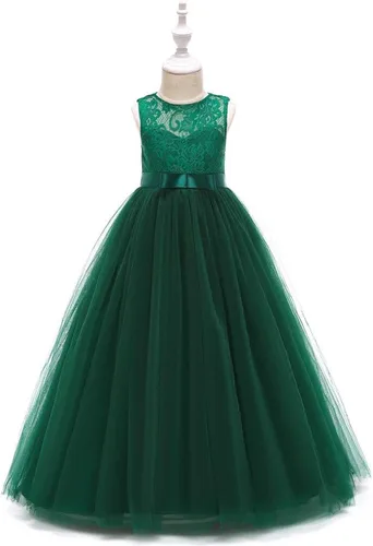 Vista 3 de Glamulice Flower Girls Lace Bridesmaid Dress Princess Elegant Tulle Long A Line Dresses Pageant Wedding Party Ball Gown