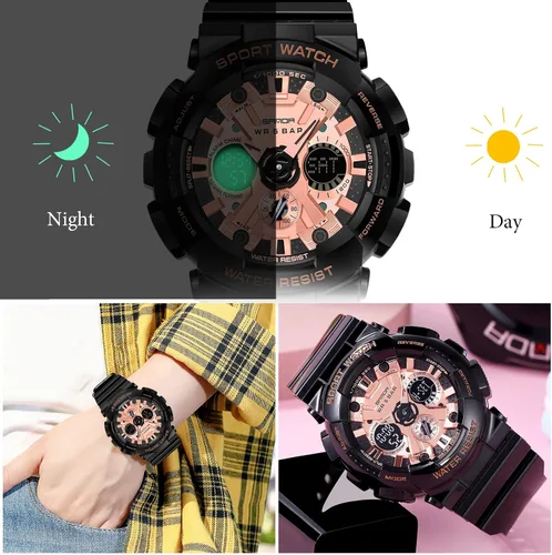 Vista 4 de RORIOS Reloj digital de cuarzo para hombre y mujer, reloj deportivo impermeable con temporizador de alarma multifunción para mujeres y niños