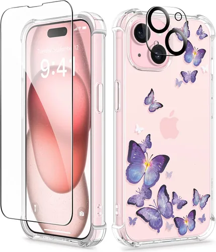 Vista 13 de GVIEWIN - Funda para iPhone 11 con protector de pantalla + protector de lente de cámara, cubierta protectora transparente suave de poliuretano