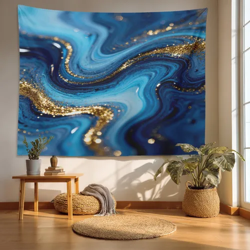 Vista 34 de Batmerry Abstract Repeat Polyester Tapestry, Tiled Directional Lightweight Wall Hanging High-Definition Print Backdrop For Dorm Room Bedroom Living