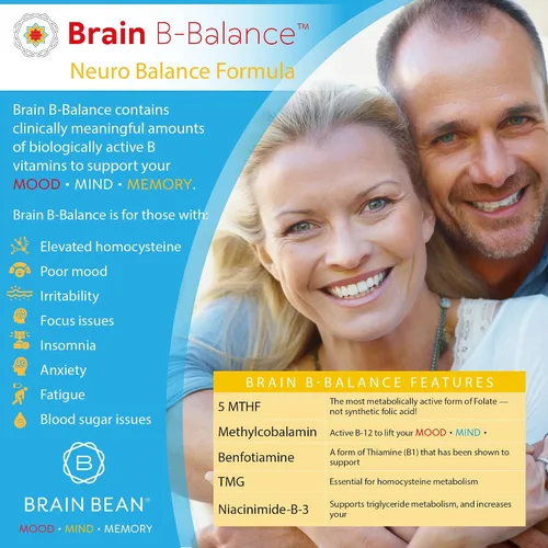 Vista 3 de Brain B Balance: Multivitamínico metilado - Fórmula neurobalance del complejo B metilado - Metilfolato apoya el estado de ánimo.Mind.Memory - 60