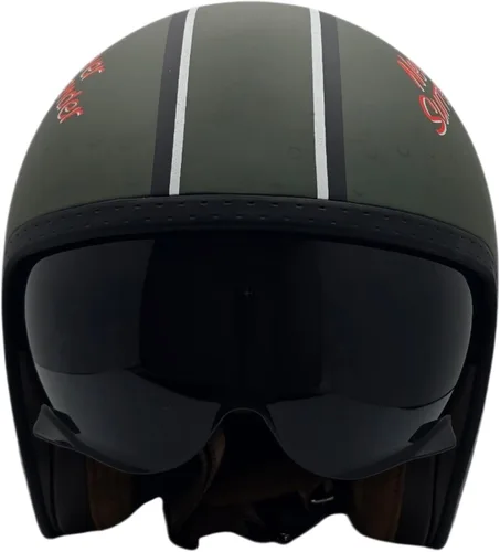 Vista 2 de Casco Vega V8 Retro Open Face Casco DOT y ECE de seguridad con espejo cromado (bloquea las ondas dañinas de rayos UV, UVA y UVC) / forros de gamuza