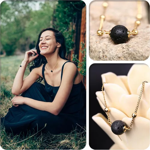 Vista 5 de Aobei Pearl - Gargantilla de oro de 18 quilates con cadena de clip, cadena de bolas y dijes perlas barrocas biwa para mujeres