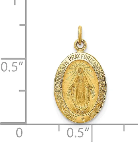 Vista 4 de ICE CARATS Colgante de medalla milagrosa ovalada pequeña de oro amarillo de 14 quilates, joyería fina religiosa para mujeres, regalos para ella, Oro
