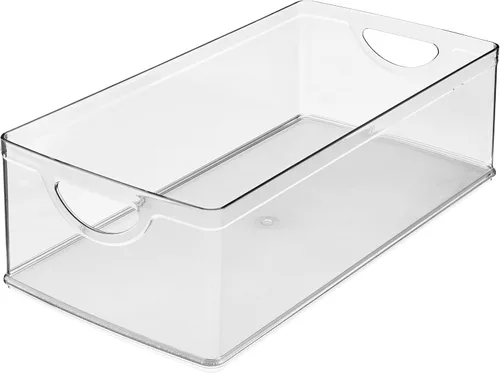 Vista 9 de iDesign Contenedor de Almacenamiento Apilable de Plástico Transparente Extra Largo, Organizador para Armario de Cocina o Despensa Organizador