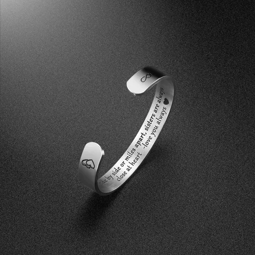 Vista 5 de iJuqi Pulsera de regalo para hermana de hermanas de Navidad, regalos de cumpleaños para hermana, Tamaño Libre, Metal