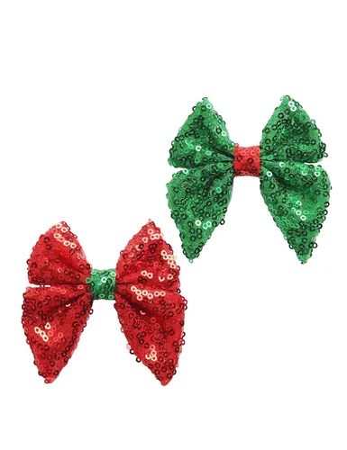 Vista 5 de Baby Christmas Sequins Headband Red Green Glitter Bow Hair Band BHC03 (verde)
