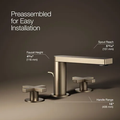 Vista 3 de KOHLER K- 73060-3-BV COMPOSED™ WIDESPREAD GRIFO CRUZADO, Bronce cepillado vibrante