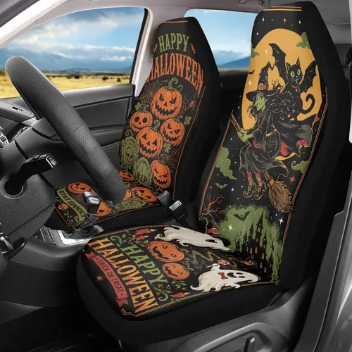 Vista 25 de Bulopur Fundas para asientos de coche negras y blancas con forma de murciélago, protector de asiento de coche universal, accesorios de coche