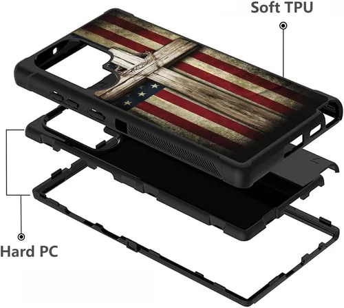 Vista 3 de Funda para Galaxy S22 Ultra, resistente 3 en 1, híbrida de plástico duro y silicona suave, a prueba de golpes, funda de protección contra caídas