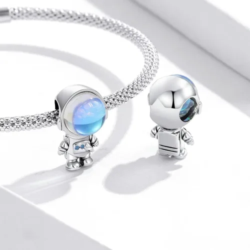Vista 3 de MOWIMO Abalorios de amor de arco iris con diseño de corazón espacial de astroaní para pulsera de plata de ley 925 con diseño de ojo de la suerte