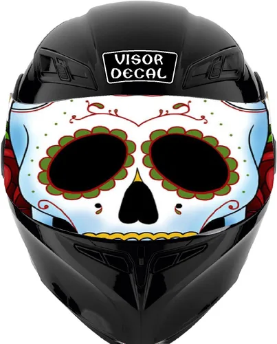 Vista 3 de Calcomanía de visera de calavera para casco compatible con: Icon Shoei Bell HJC Scorpion AGV V2 (V25 Skull)