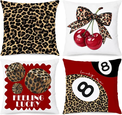 Vista 10 de Trendy Leopard Cheetah Print Pillow Covers 18x18 Set of 4