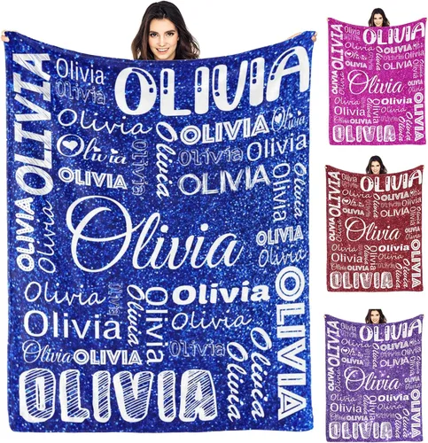 Vista 10 de Dr.TOUGH Manta personalizada con nombres, mantas personalizadas para adultos y niños, manta personalizada, regalos para Navidad y cumpleaños Color-01