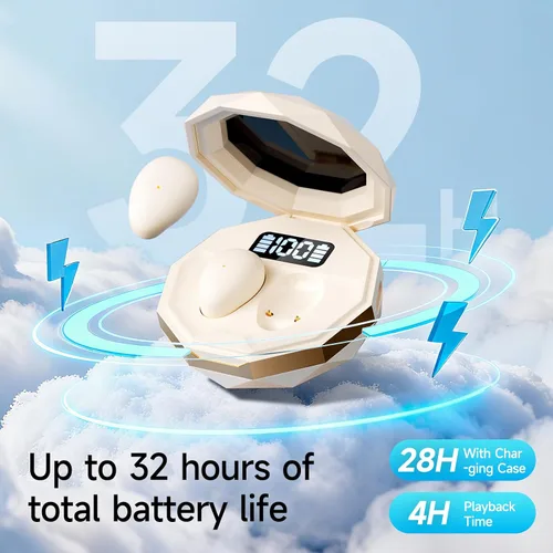Vista 6 de Auriculares para dormir de lado, Bluetooth inalámbrico invisible Beige