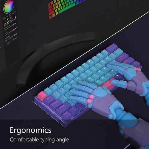 Vista 7 de BOYI Teclado mecánico para juegos 61 mini con cable intercambiable en caliente 60 RGB Cherry MX Switch PBT Teclas NKRO Programable Tipo-C