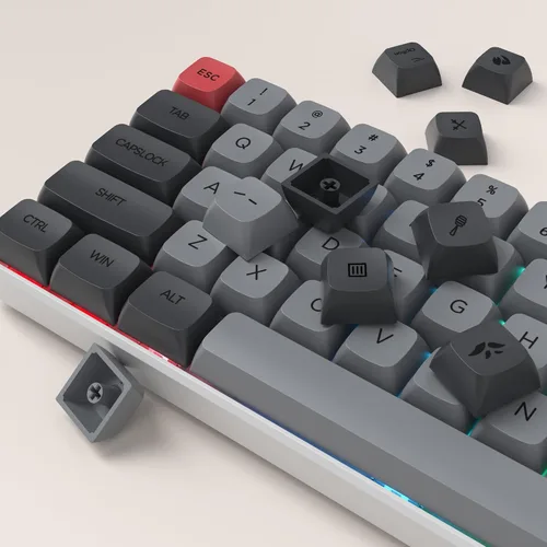 Vista 5 de Guffercty kred XDA Profile - Teclas negras minimalistas 75% Dye-sub PBT con teclas ISO para teclado mecánico MAC 60% 65% 75% 96% (muñeca negra)