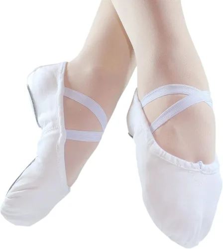 Vista 3 de Danzcue Pantuflas de ballet de lona con suela dividida para adultos